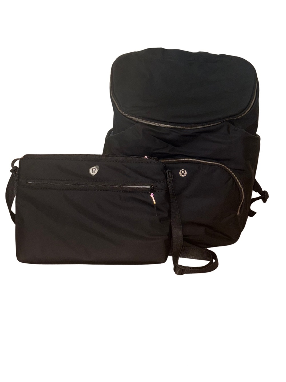 lululemon New Parent Black Backpack with Matching Crossbody Pouch